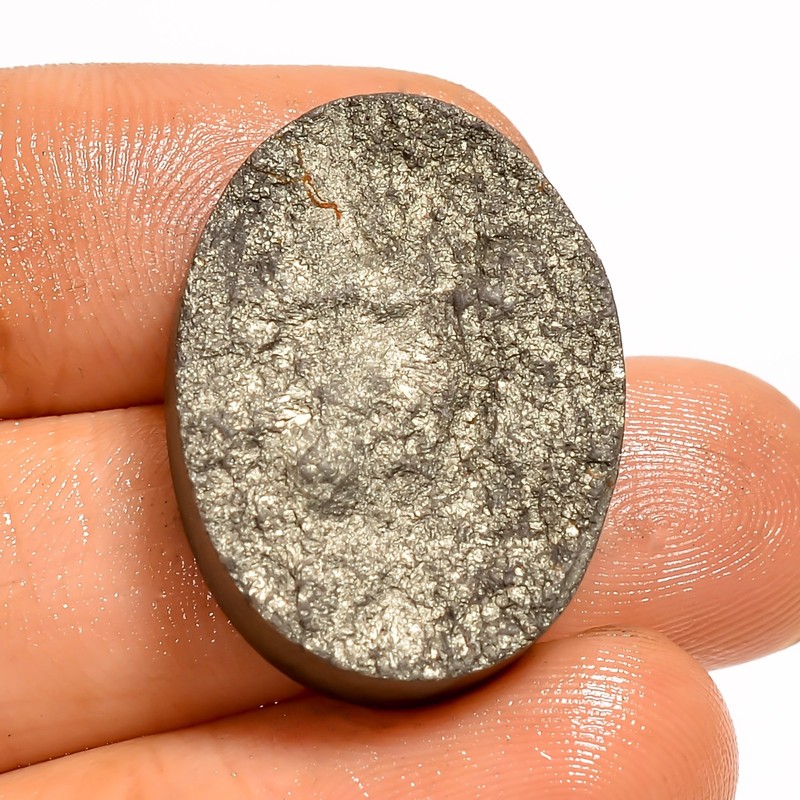 45 Ct Natural Pyrite Druzy Oval Cabochon Loose Gemstone For Pendant 25X18X6 mm