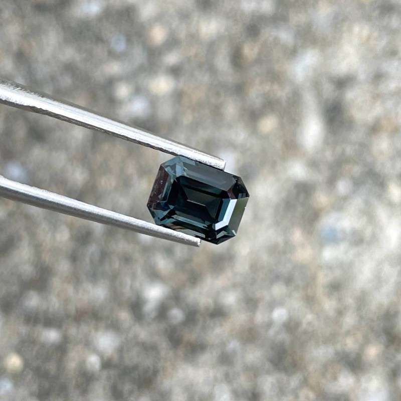 2.35 Carats Natural Metallic Gray Spinel Stone Emerald Cut From Burma gallery