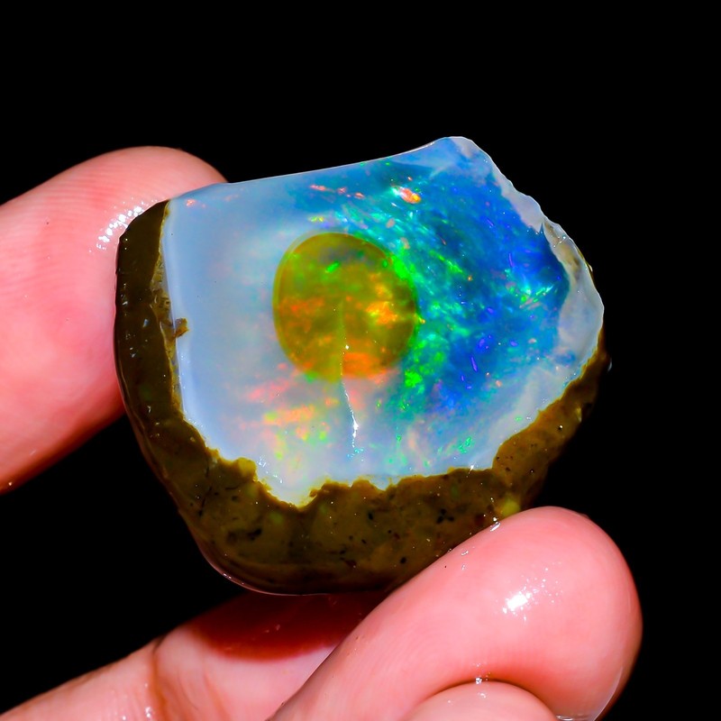 48 Ct Excellent Top Grade Quality 100% Natural Ethiopian Opal Rough 25X23X15 mm gallery