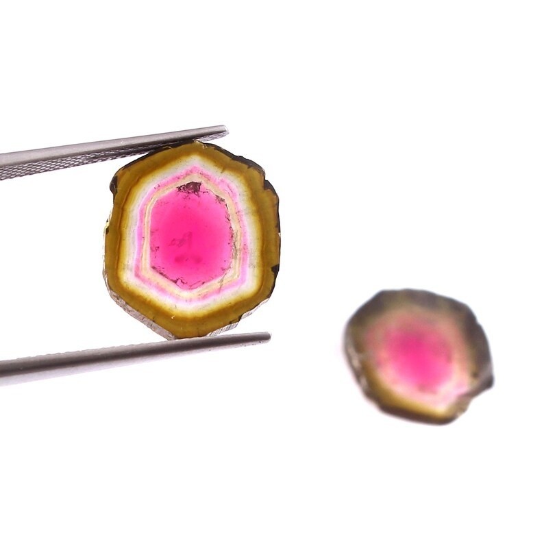 Loose Gemstone Natural Watermelon Tourmaline Smooth Polished Slices A497