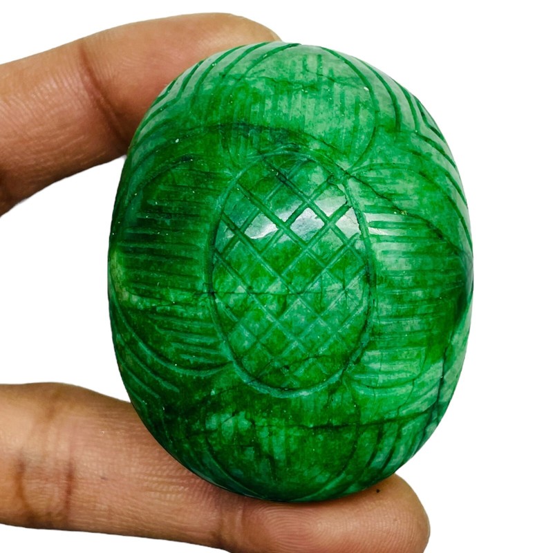 520 Cts Natural Carved Emerald Stunning Green Rare Huge Magnificent Gemstone