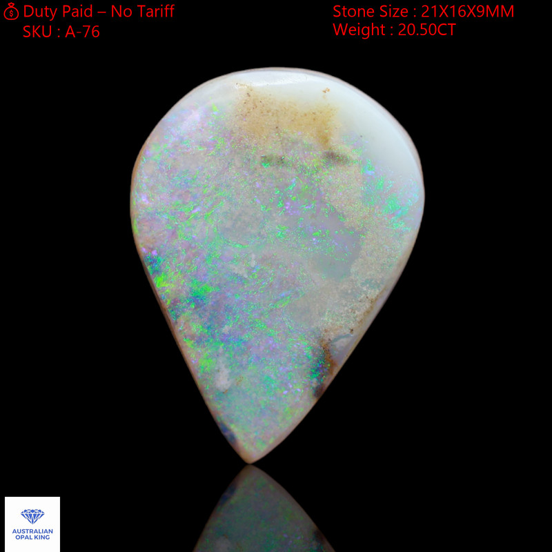 Natural Fire Opal Gemstone 20.50 Cts Pear Artisan Cabochon Australia 21x16x9 mm