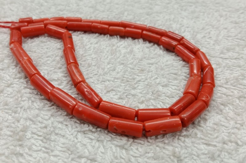 16"INCHES 100%Natural Italian coral Pipe Beads,AA quality,Size 4.50x7mm to 5x9mm gallery