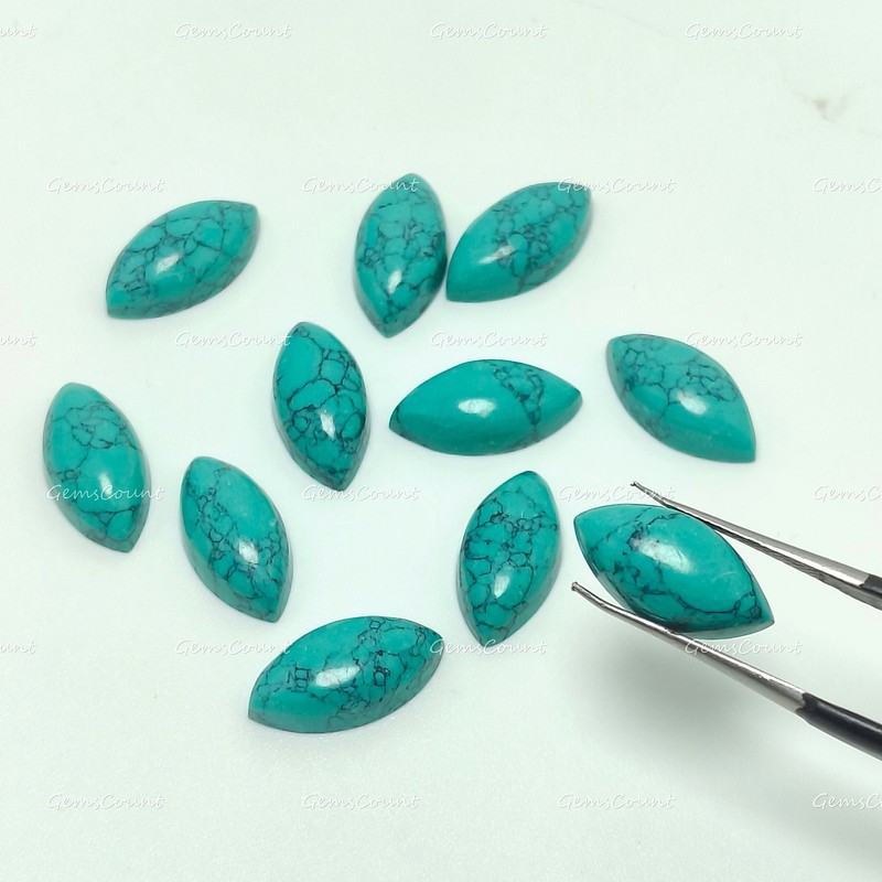 Natural Blue Howlite Turquoise Marquise Cabochon Smooth Gemstone 3x6mm-15x30mm gallery