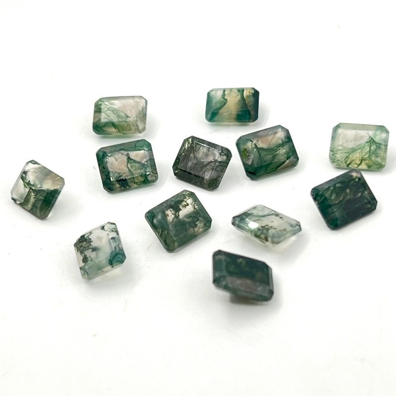 [WHOLESALE] NATURAL MOSS AGATE FACETED OCTAGON SHAPE LOOSE GEMSTONE