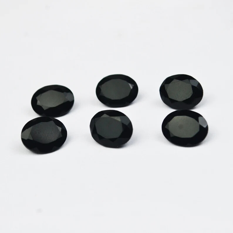 [WHOLESALE] NATURAL BLACK ONYX FACETED OVAL SHAPE LOOSE GEMSTONE