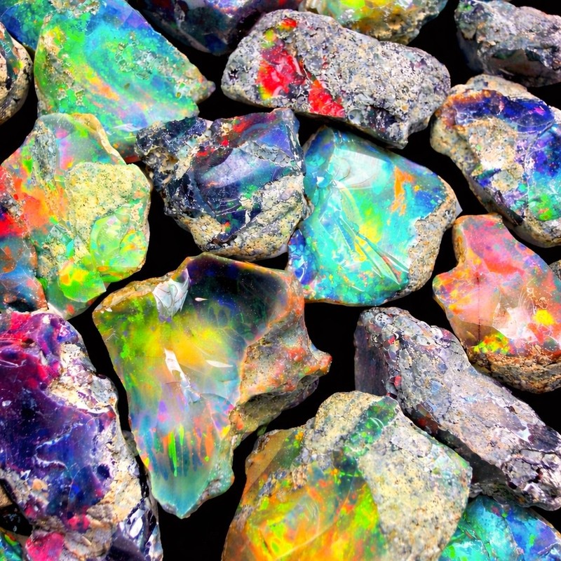 opal rough lot, Natural black dry raw opal cut grade 10 cts lot loose gemstone gallery
