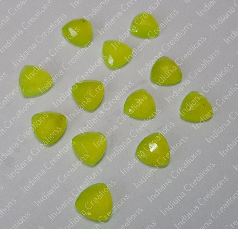 Natural Yellow Jade Trillion Rose Cut 6mm To 25mm Loose Gemstone gallery