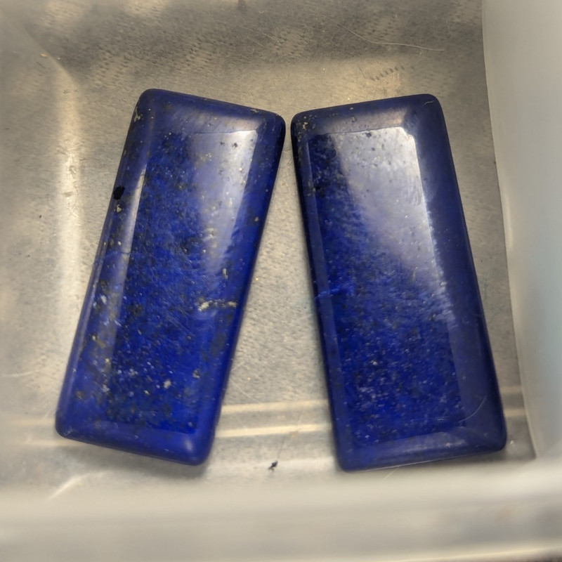 2 Blue Lapis Lazuli Polished Rectangular Cabochon Loose Gemstones
