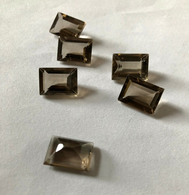 NATURAL SMOKY QUARTZ BAGUETTE MIX CUT 9X7MM TO 12X10MM 7 PCS LOOSE GEMSTONE