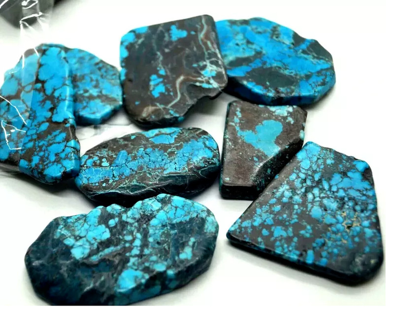 500 CT Natural Blue Spiderweb Arizona Turquoise Lot Slab Raw Loose Gemstone