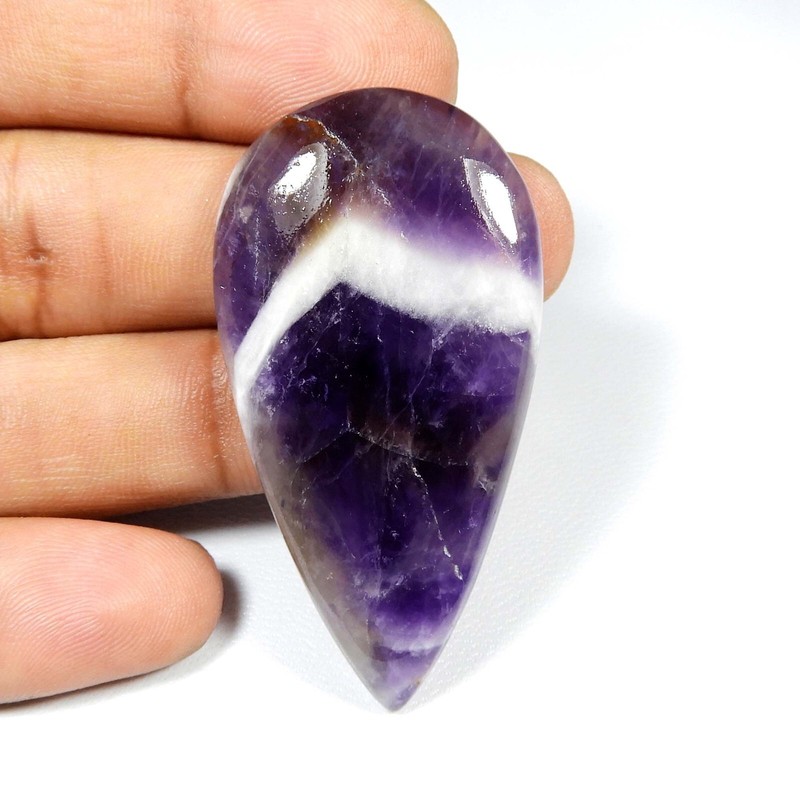 Purple Amethyst Lace Agate Cabochon Pear Shape Natural Gemstone 76 Cts #6911 gallery