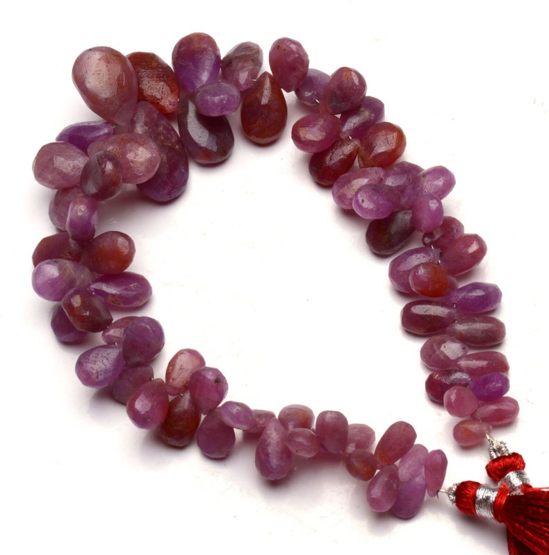 Natural Gem Ruby 8×5 to 20x12mm Size Rough Unpolished Pear Shape Beads 10″