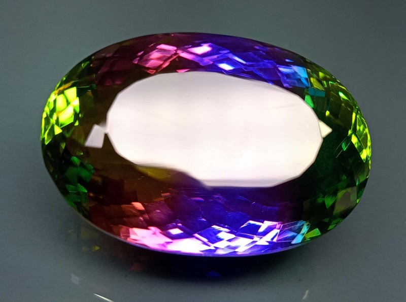Bi-Colour 72+ Ct Natural Tourmaline Oval Cut Certified Loose Gemstone For Gift gallery