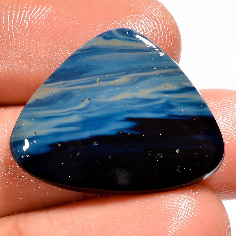 18 Ct Natural Blue Sieber Agate Heart Shape Cabochon Loose Gemstone 25X19X4 mm