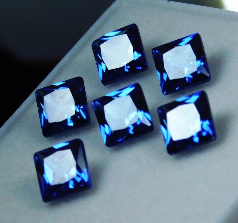 6 PCS 5×5 mm NATURAL Blue Sapphire CERTIFIED Square Cut Loose Gemstones Lot