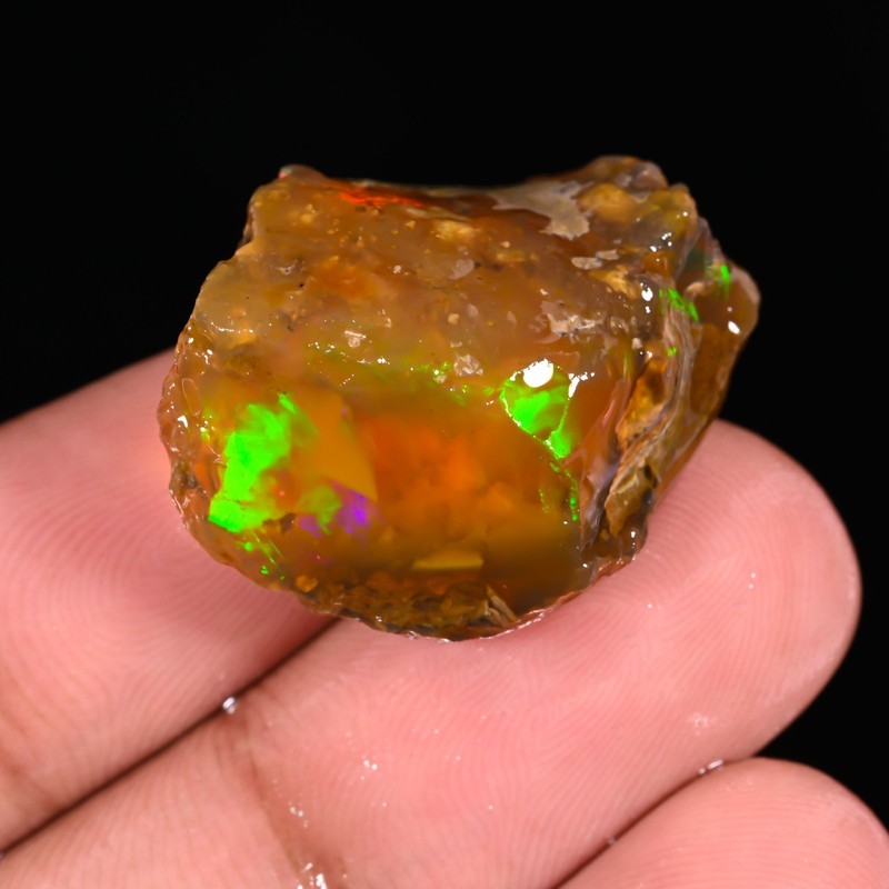 Honeycomb 35 Carat Fire Opal Rough Natural Ethiopian Opal Raw Opal Gemstone