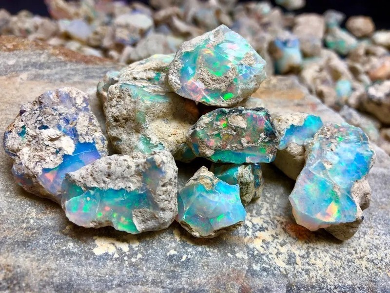 50Cts Natural Ethiopian Jumbo Welo Fire Opal Rough Specimen Gemstone 6-7Pcs Lot