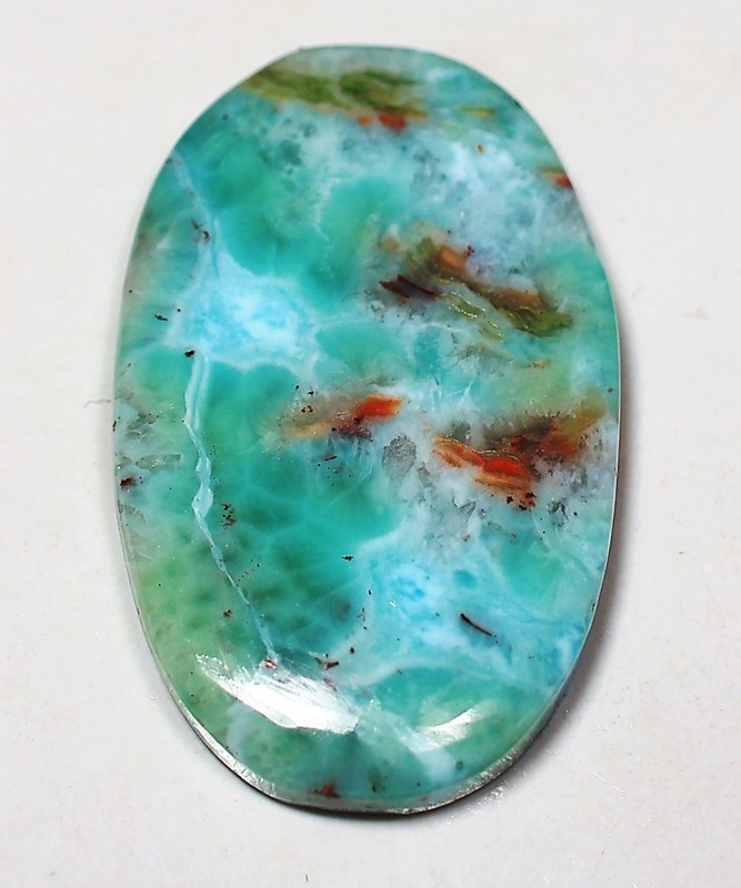 35 Ct 5X21X34 mm Natural Designer Blue Larimar Oval Cabochon Gemstone HR-318