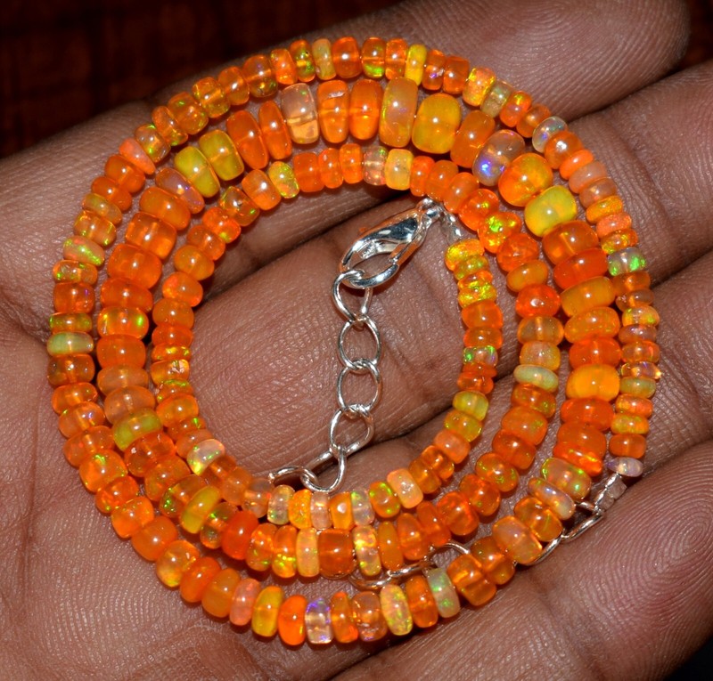 16"Natural ethiopian Opal Welo Fire Opal Gemstone Beads Necklace Black Friday N gallery