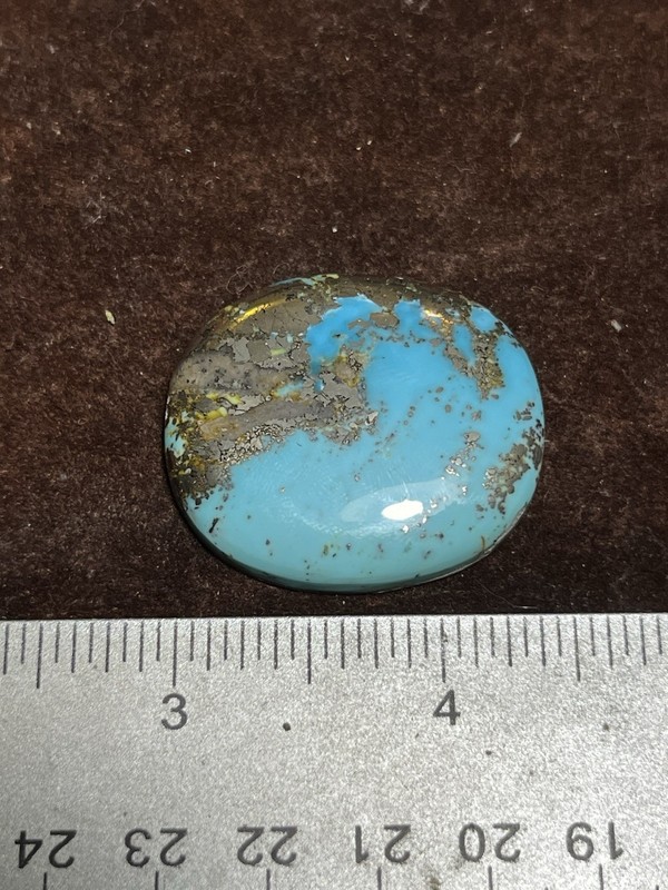 Morenci Turquoise Cab 85ct Sky Blue w/ Pyrite Arizona Gemstone Beautiful Color gallery