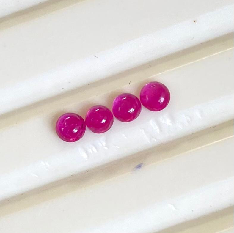 2.50 mm Natural Ruby Round Cabochon Lot 04 Pcs Calibrated Loose Gemstones