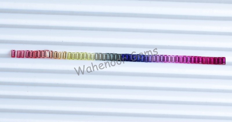 2×4 mm Natural Rainbow Sapphire Baguette Cut 54 pcs Stunning Loose Gemstone