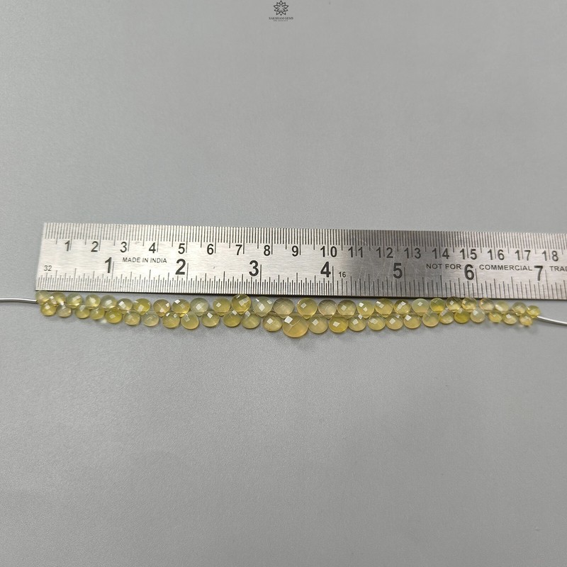 28.60cts Natural Yellow Opal Gemstone Trillion Both Side Faceted Beads 5mm - 9mm gallery