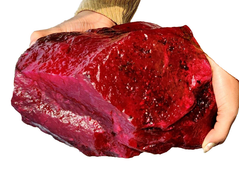 DYED 3760 CT RED RUBY NATURAL AFRICAN CERTIFIED GEMSTONE HUGE ROUGH MKO