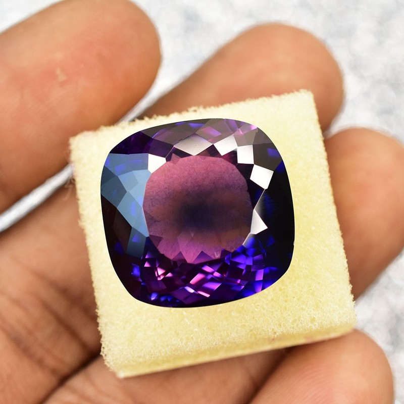 34.95 Ct NATURAL Purple Tanzanite Square Cushion Cut CERTIFIED Loose Gemstone