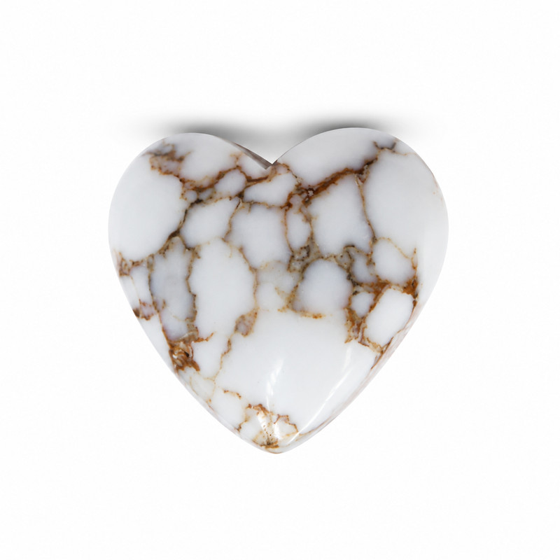 Natural Wild Horse Jasper Heart Cabochon Natural White Brown Loose Gemstone