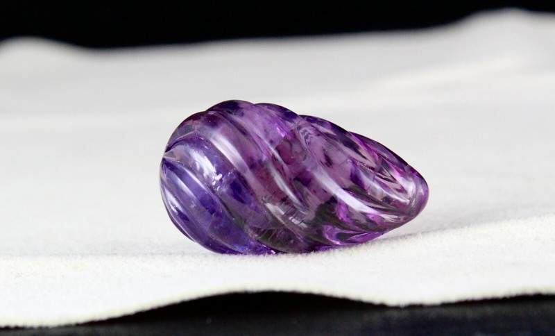 Natural Amethyst 32x19mm Tear Drop Pendant 67.75ct Carved Gemstone For Women gallery