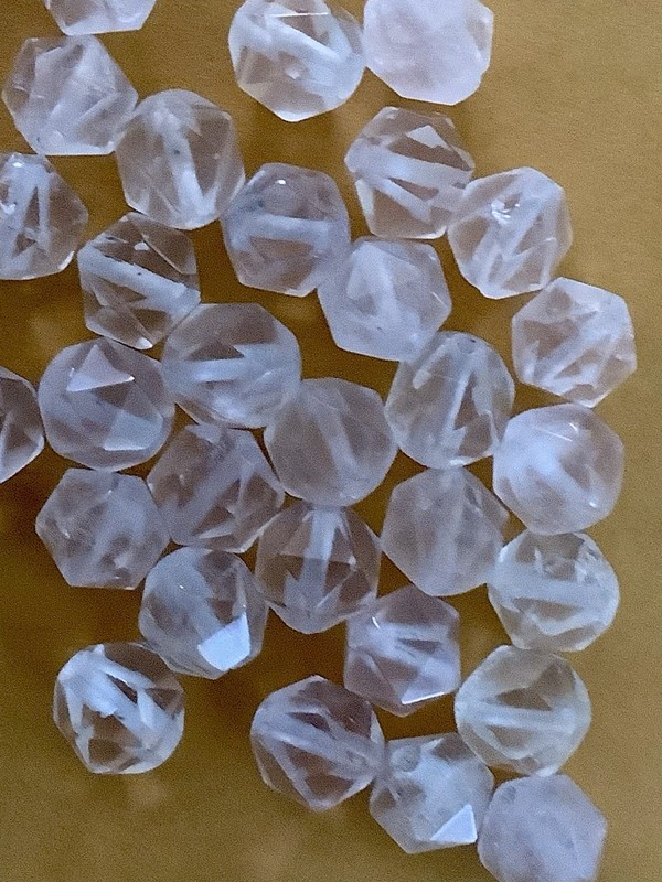 Pink faceted quartz 8mm drilled round gemstones, 31 pieces, loose stones