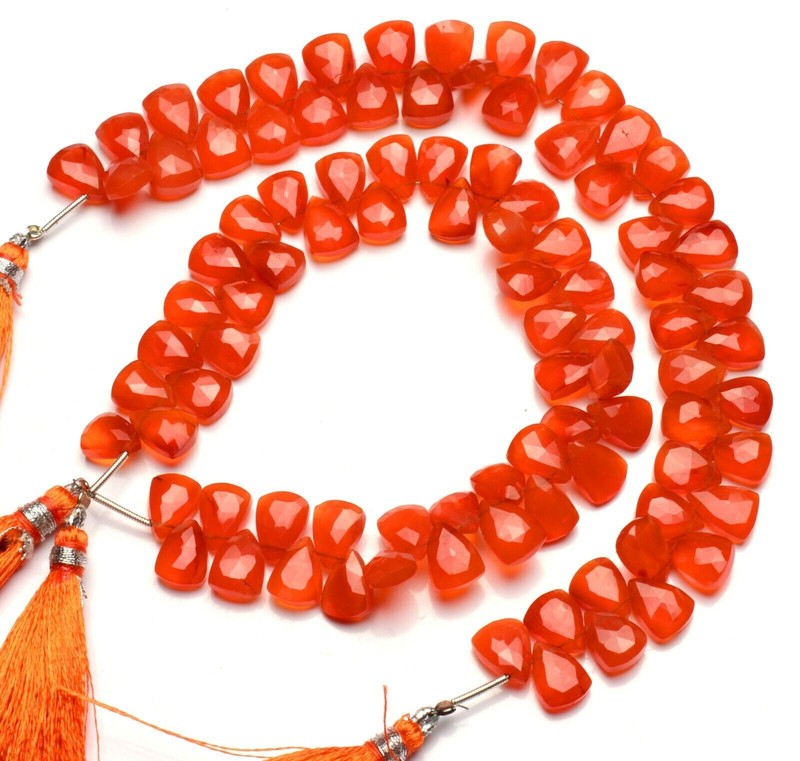 Natural Gem Carnelian 10x8MM Approx Size Faceted Pyramid Shape Beads 9″ Strand