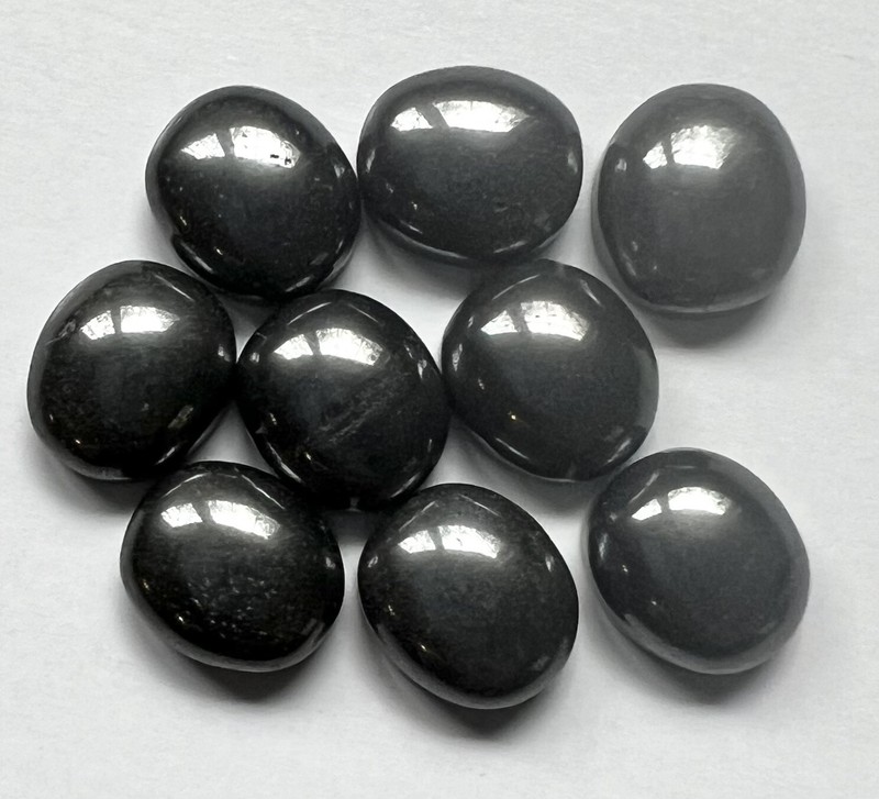9 Hematite Oval 8mm X 10mm Cabochon Gemstones Lot