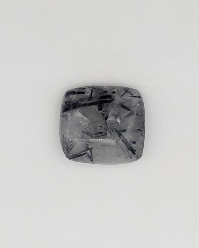 33.4 Cts Black Tourmalated JEWELRY GRADE Quartz Cabochon Square Gem 22mm x 20mm