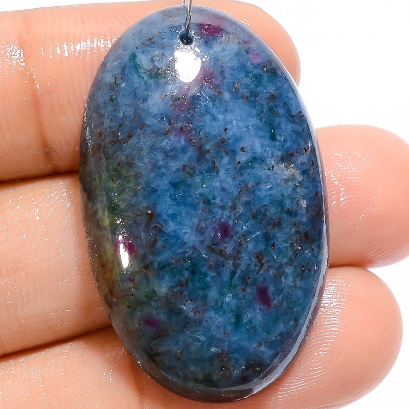 Natural Ruby Kyanite Oval Cabochon Drilled Gemstone 52 Ct. 35X21X6 mm A-26393