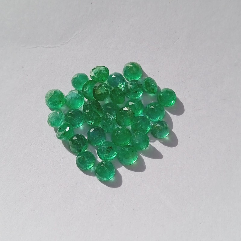100 % Natural Faceted Emerald Round Shape Zambian Gemstone gallery