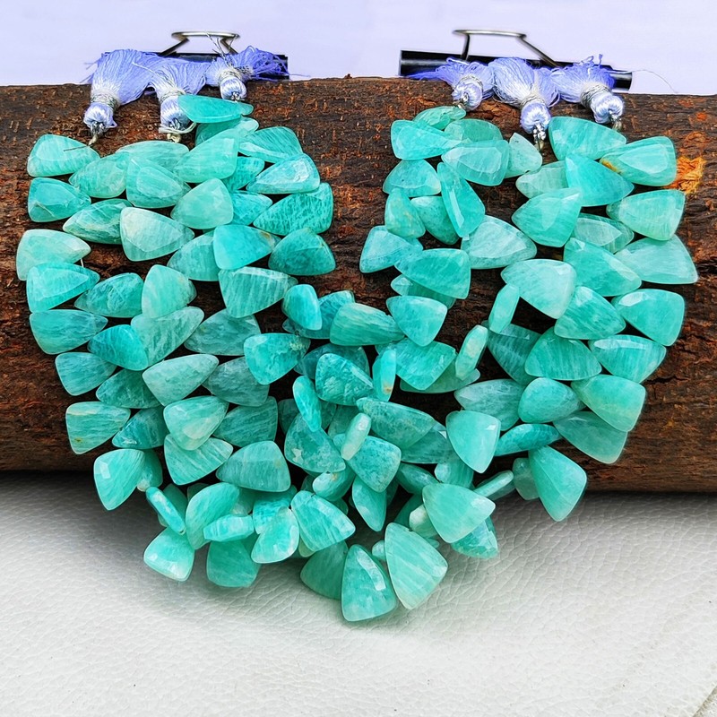 Natural Amazonite Gemstone 12x7 to 13x8 mm Faceted Sail Shape Beads 7" Strand gallery