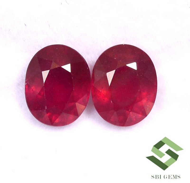 5.81 CTS Natural Ruby Oval Cut Pair 9×7 mm Calibrated Loose Gemstones GF
