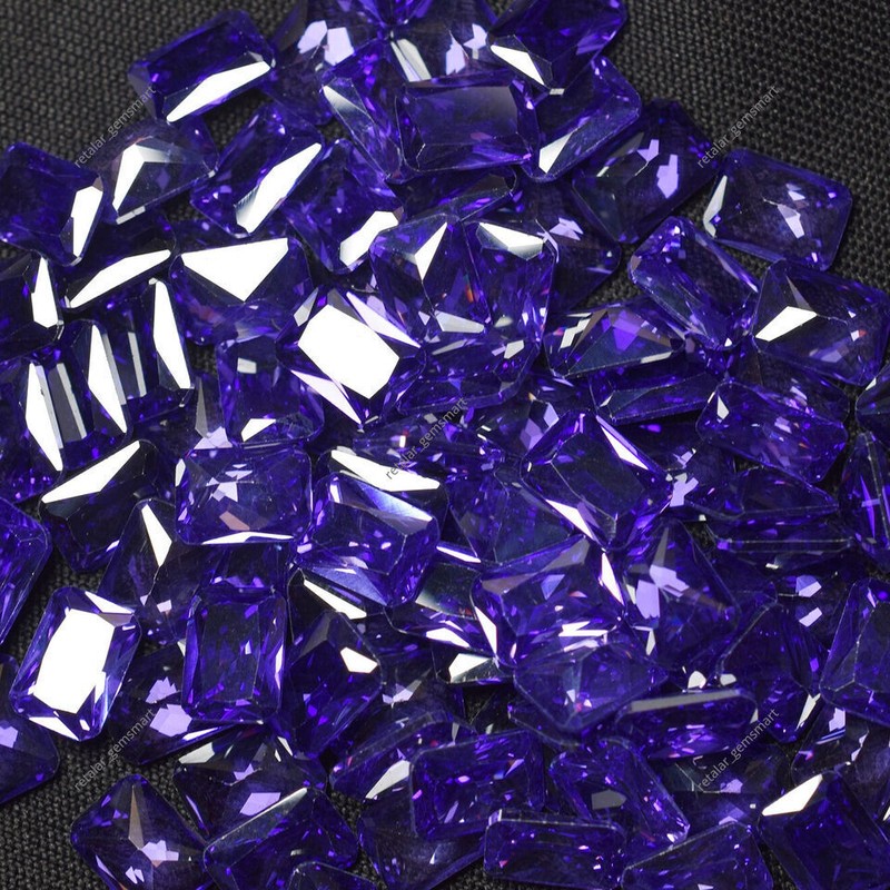 NATURAL CERTIFIED 12 Pcs Tanzanite Purple Emerald Cut Loose Gemstone 7x5 mm Lot gallery