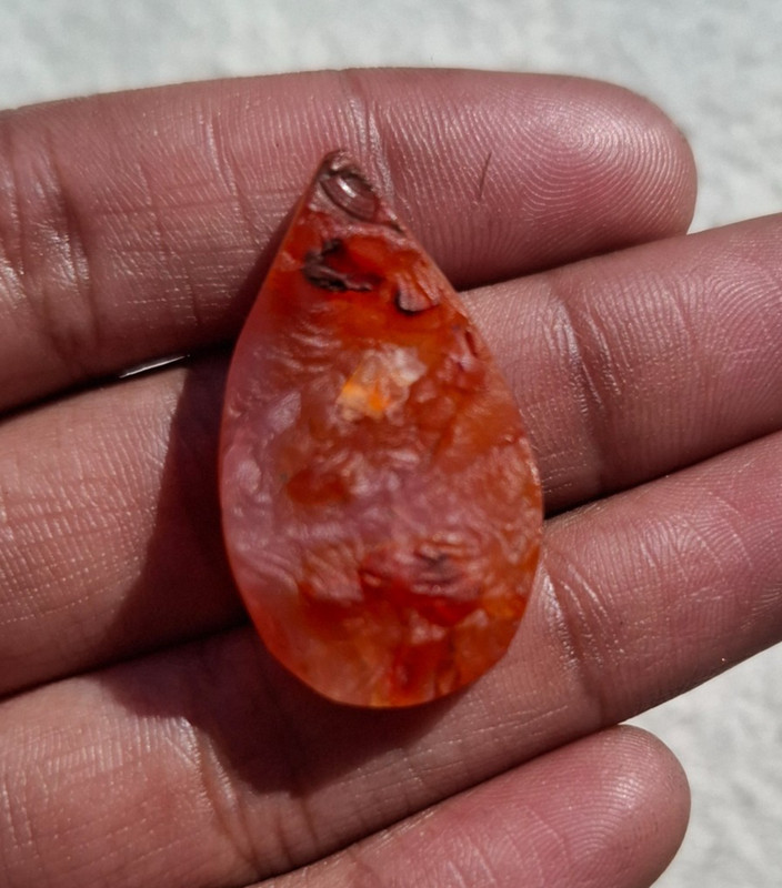 Natural Pear Druzy Carnelian 30x17x8mm Approx 30.00Cts AMJ1216