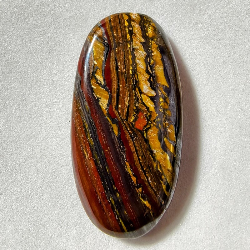 50 Cts Natural Iron Tiger Eye Cabochon Gemstone For Jewelry 38.3×19.2×6.4 MM 57