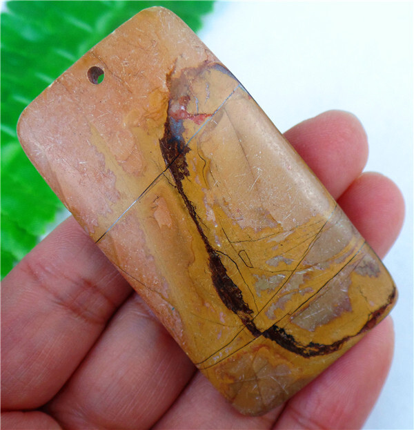 60*32*7mm Natural Picture Jasper Oblong Pendant Bead EA86399