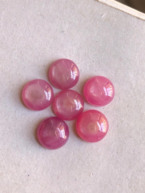 6 Pcs Round Natural Gemstones, 8mm Ruby Johnson Cabochon Lot, 14.50 Carat Ruby gallery