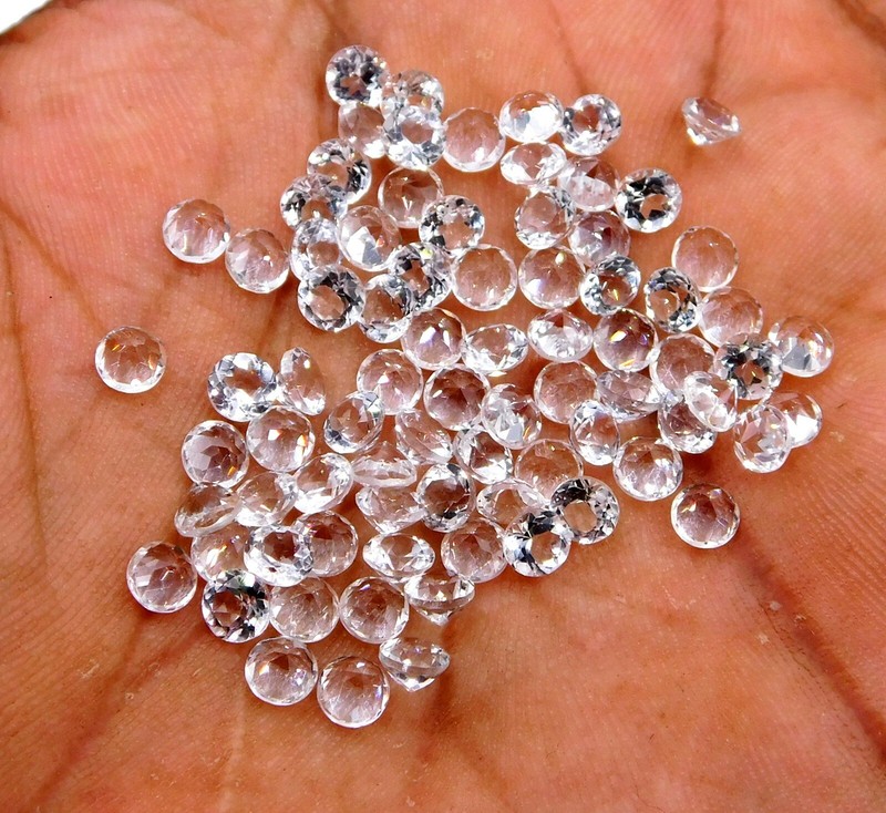 Natural White Topaz Round Cut Lot Loose 5 MM Gemstone For Jewelry Making P-1501