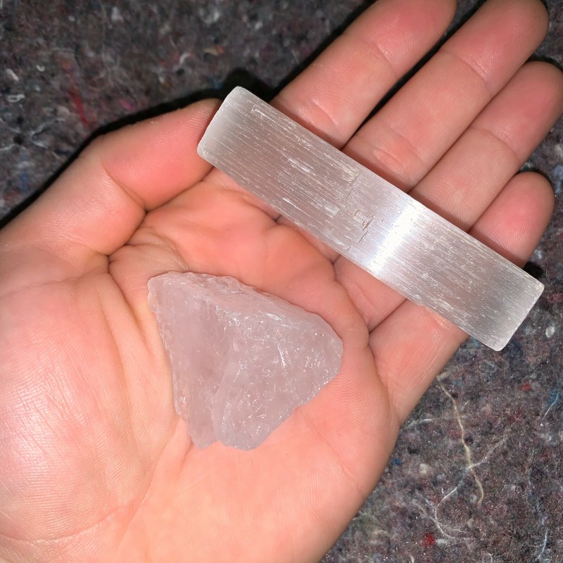 One (1) Charged Girasol Opal Rough Gemstone + A FREE Selenite Charging Stick