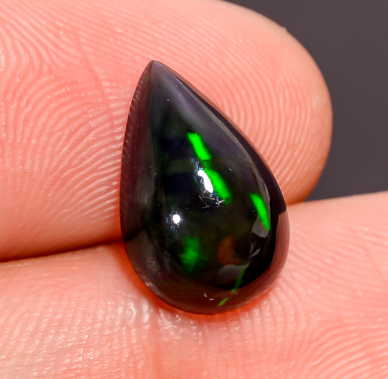 Natural Black Ethiopian Opal Pear Shape Cabochon Loose Gemstone 3 Ct 13X8X6 mm