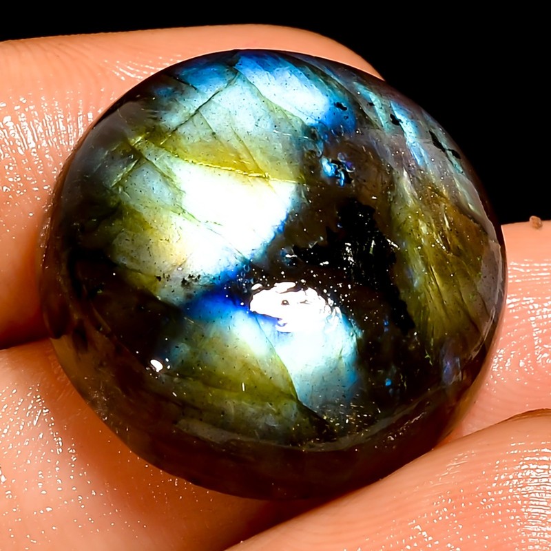 100% Natural Labradorite Round Shape Cabochon Loose Gemstone 32.5 Ct 21X21X7 mm