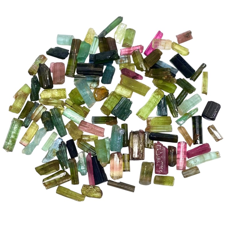 104 Pcs Natural Tourmaline 6-14mm Multi Color Rough Stick Loose Gemstones Lot gallery